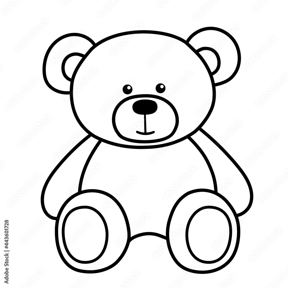 Cute bear toy. It is sitting. Simple vector illustration in style outline. Cute bear toy. It is sitting. Simple vector illustration in style outline.