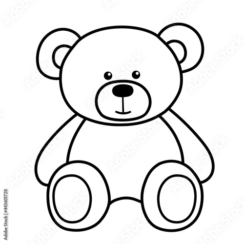 Cute teddy bear toy. It is sitting. Simple vector illustration in style outline.