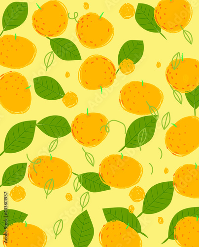 Fresh orange lemon drawing sketch background vector illustration.