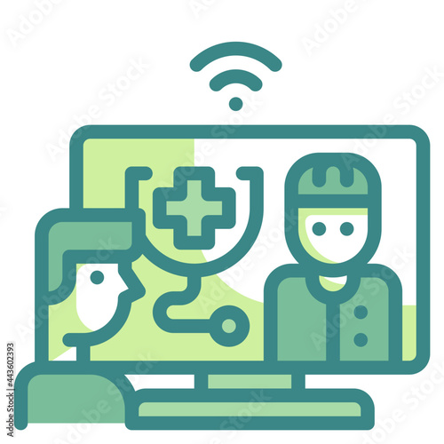 telemedicine blue line icon