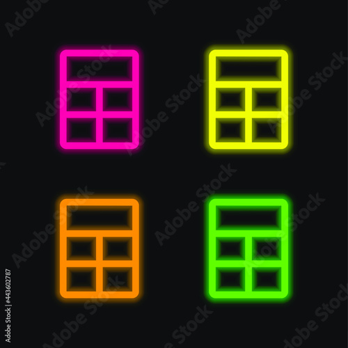 Big Layout four color glowing neon vector icon