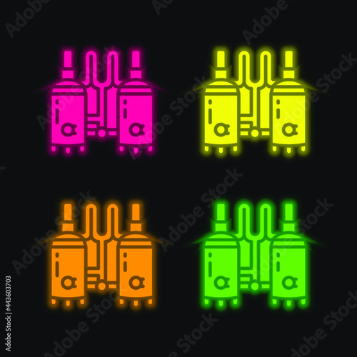 Brewing four color glowing neon vector icon