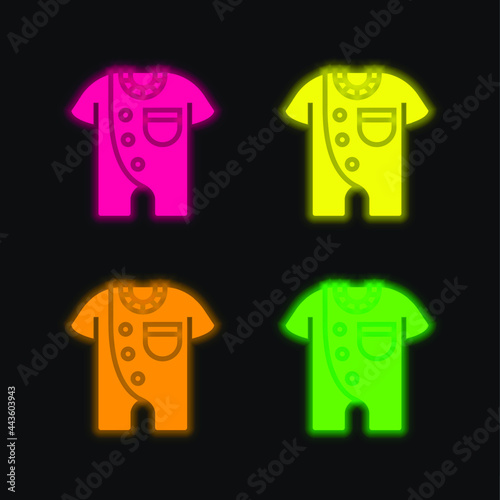 Bodysuit four color glowing neon vector icon