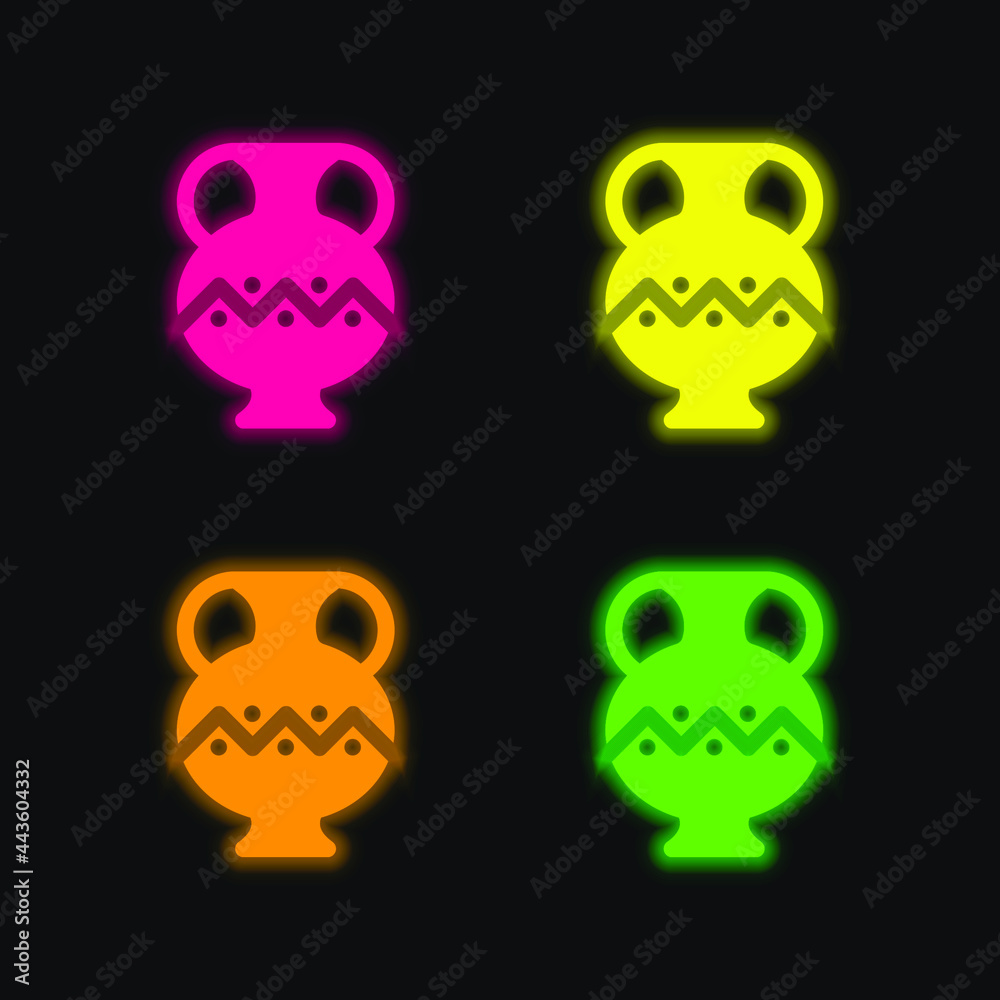 Ancient Jar four color glowing neon vector icon