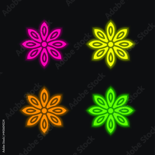 Anise four color glowing neon vector icon