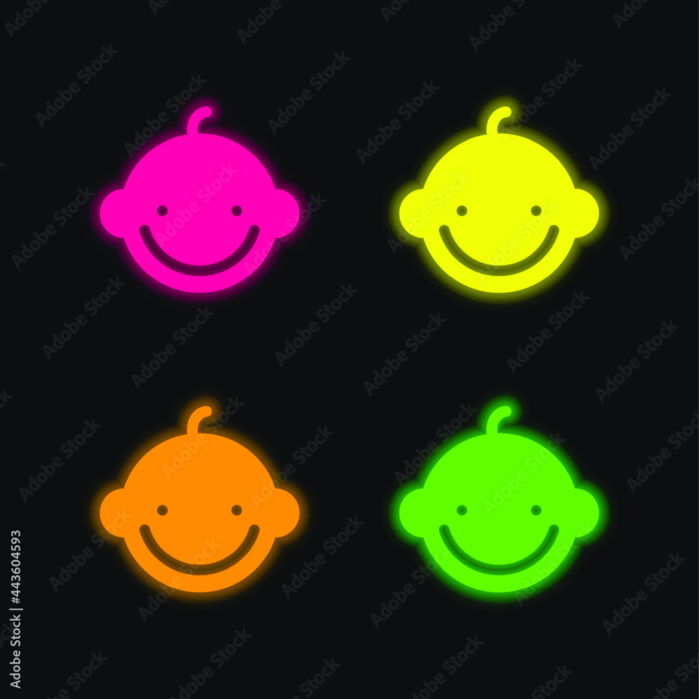 Fototapeta premium Baby Boy four color glowing neon vector icon