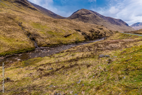 A view down the River Etive in Glen Etive, Scotland on a summers day photo