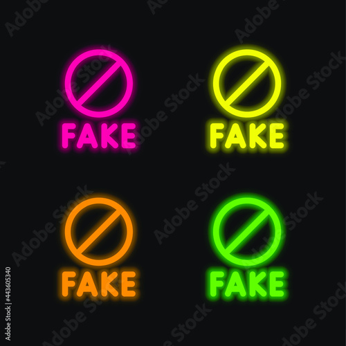Banned four color glowing neon vector icon
