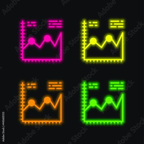 Analytics four color glowing neon vector icon