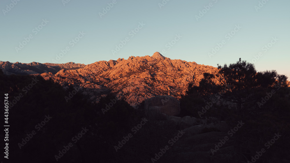 sunset in the mountains of pedriza, madrid