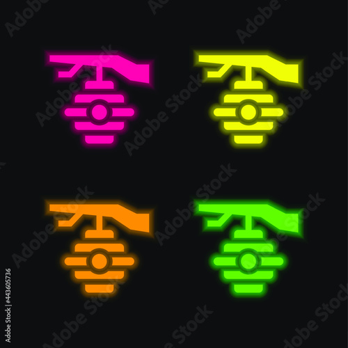 Beehive four color glowing neon vector icon © LIGHTFIELD STUDIOS