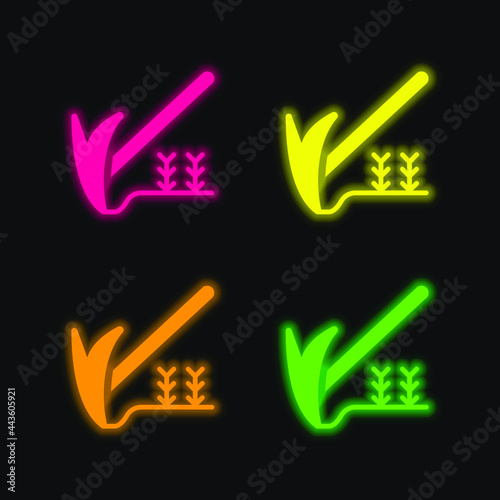 Agriculture four color glowing neon vector icon