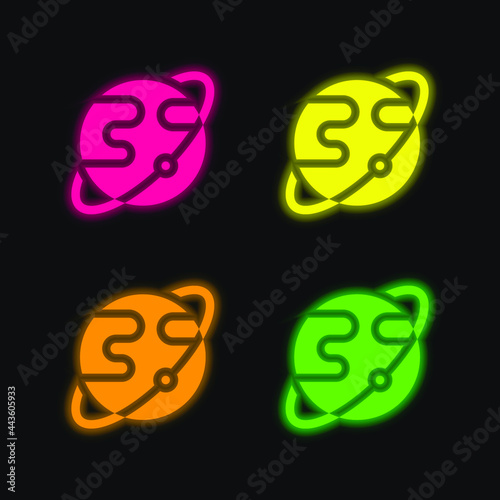 Astronomy four color glowing neon vector icon © LIGHTFIELD STUDIOS