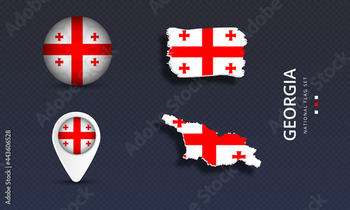 Georgia National country flag set vector