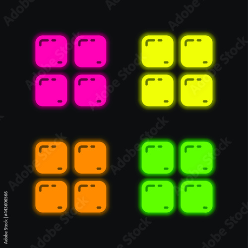 Apps four color glowing neon vector icon