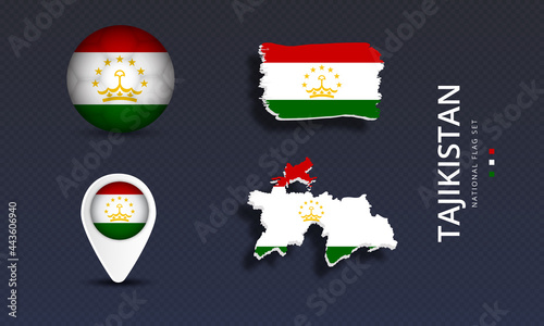 Tajikistan National country flag set vector
