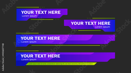 lower third pack with modern colorful. Vector video headline title or television news bar design template isolated on white background.