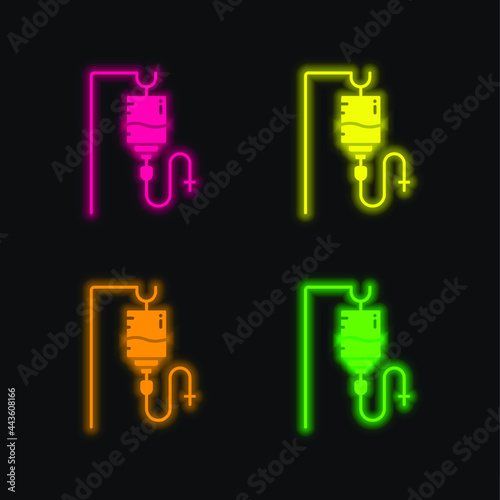 Blood four color glowing neon vector icon