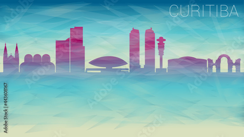 Curitiba Brazil Skyline City vector Silhouette. Broken Glass Abstract Geometric Dynamic Textured. Banner Background. Colorful Shape Composition. photo