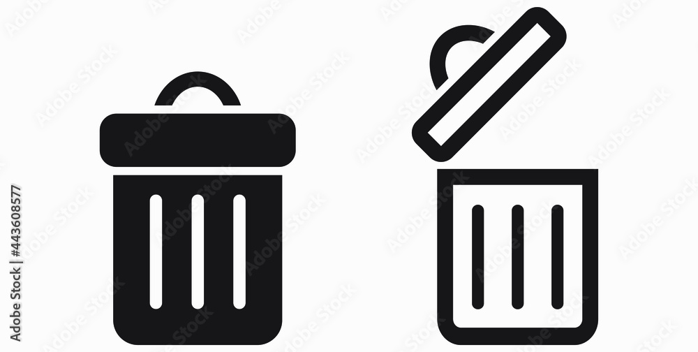 Trash can icon. Delete files. Waste recycling. Vector icon. Trash can icon. Delete files. Waste recycling. Vector icon.
