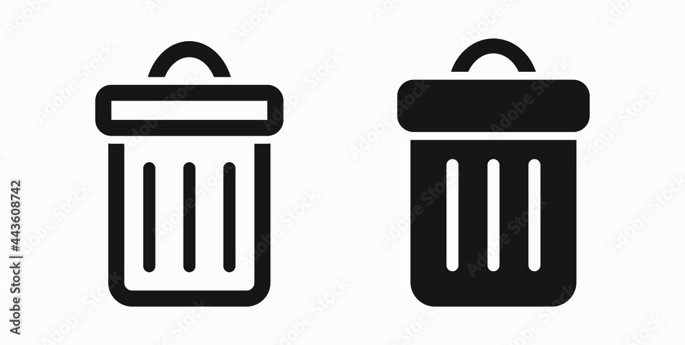 Trash can icon. Delete files. Waste recycling. Vector icon. Trash can icon. Delete files. Waste recycling. Vector icon.