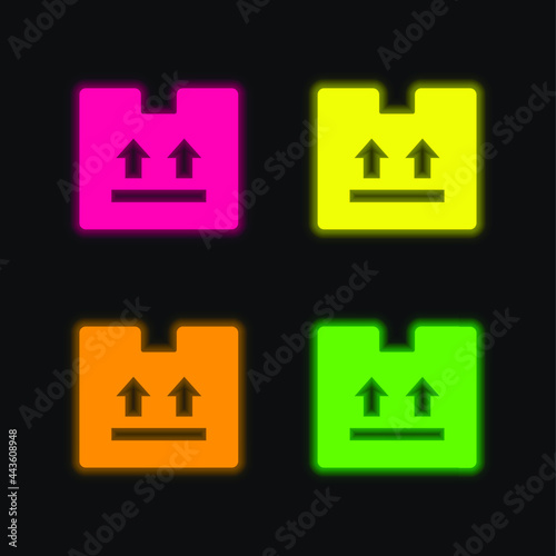 Box four color glowing neon vector icon