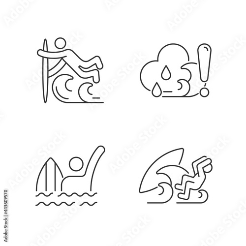 Photography Water sports linear icons set