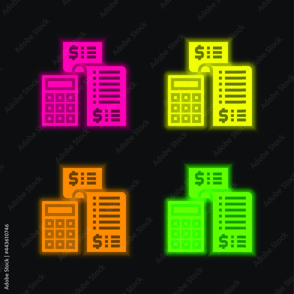 Accounting four color glowing neon vector icon