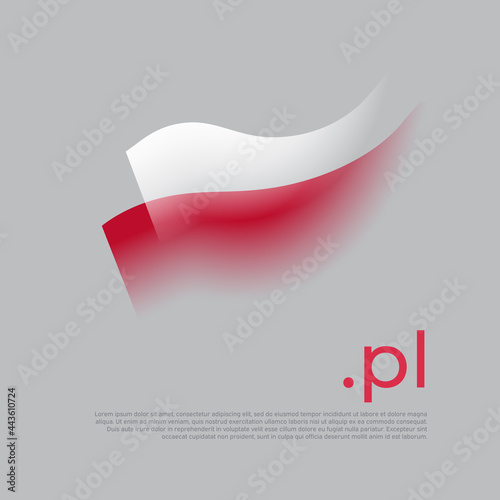 Poland flag watercolor. Colored stripes polish flag on a white background. Vector stylized design of national poster with pl domain, place for text. State patriotic banner poland, cover