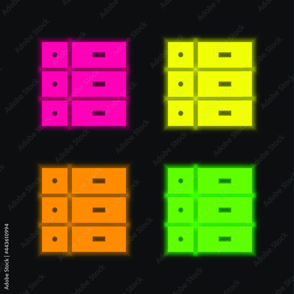 Attributes four color glowing neon vector icon