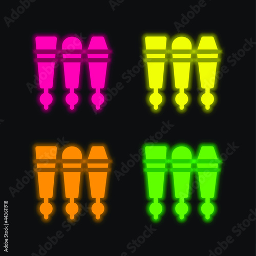 Beer Tap four color glowing neon vector icon