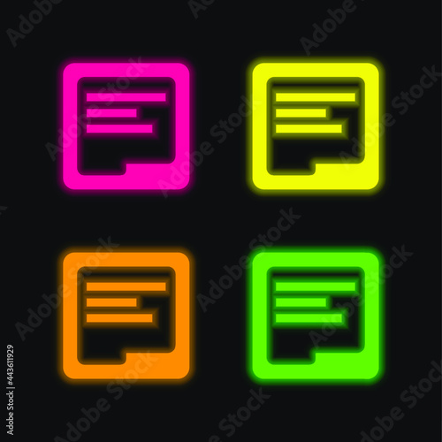 Adwords Campaign Square Symbol four color glowing neon vector icon