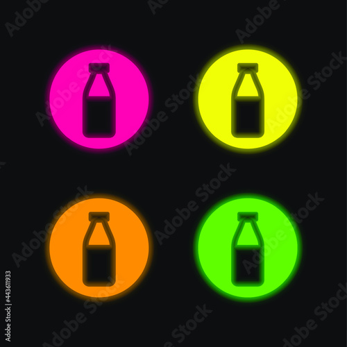Allergens Milk four color glowing neon vector icon