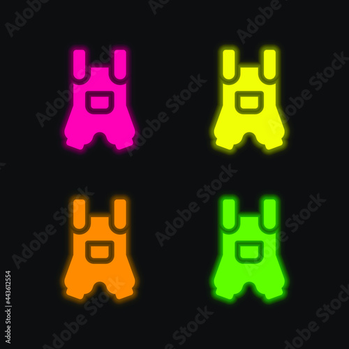 Baby Clothing four color glowing neon vector icon