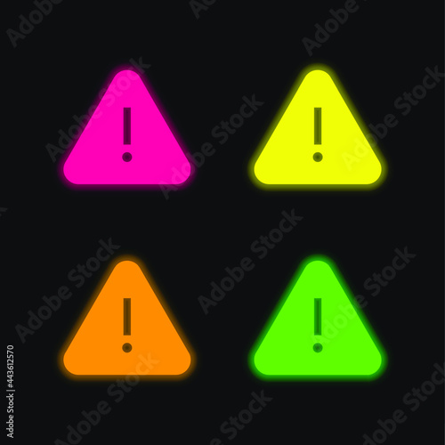 Alert four color glowing neon vector icon