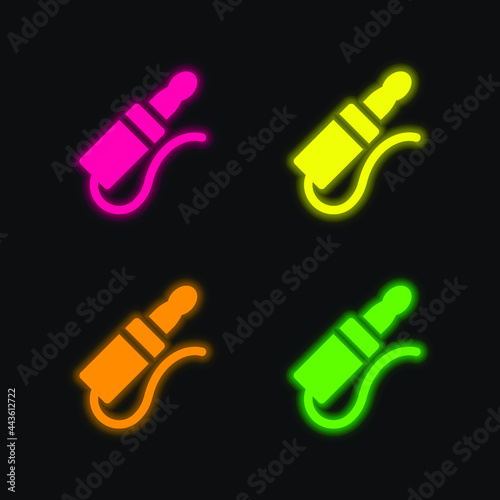 Audio Jack four color glowing neon vector icon