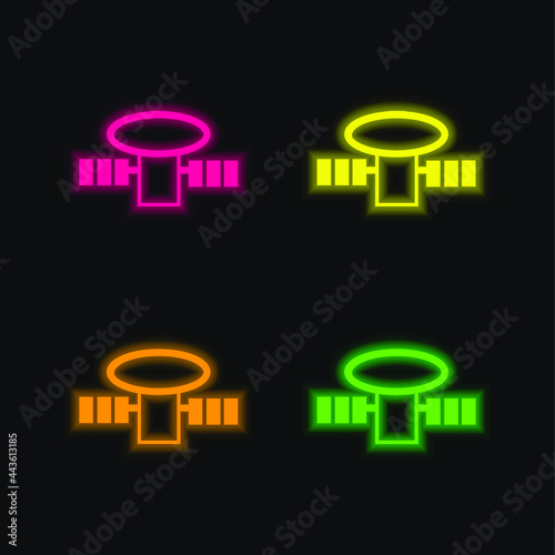 Antenna For Signal Reception four color glowing neon vector icon