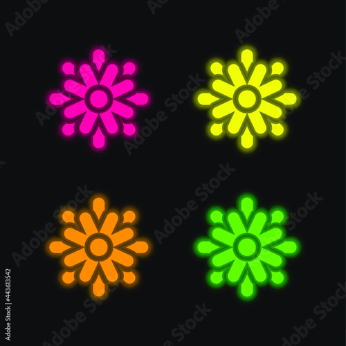 Aster four color glowing neon vector icon