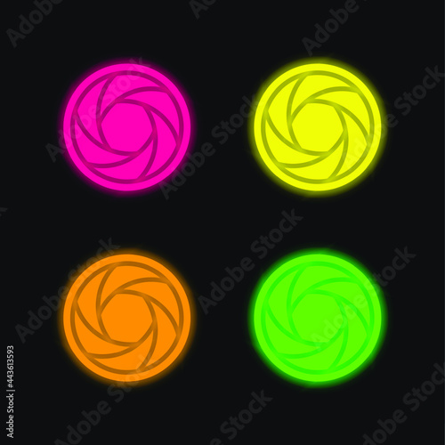 Aperture four color glowing neon vector icon