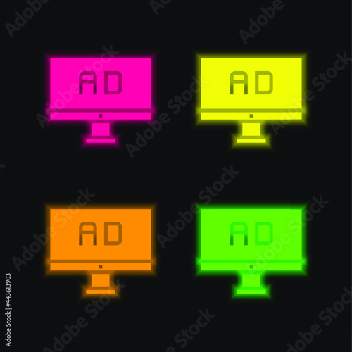 Advertising four color glowing neon vector icon