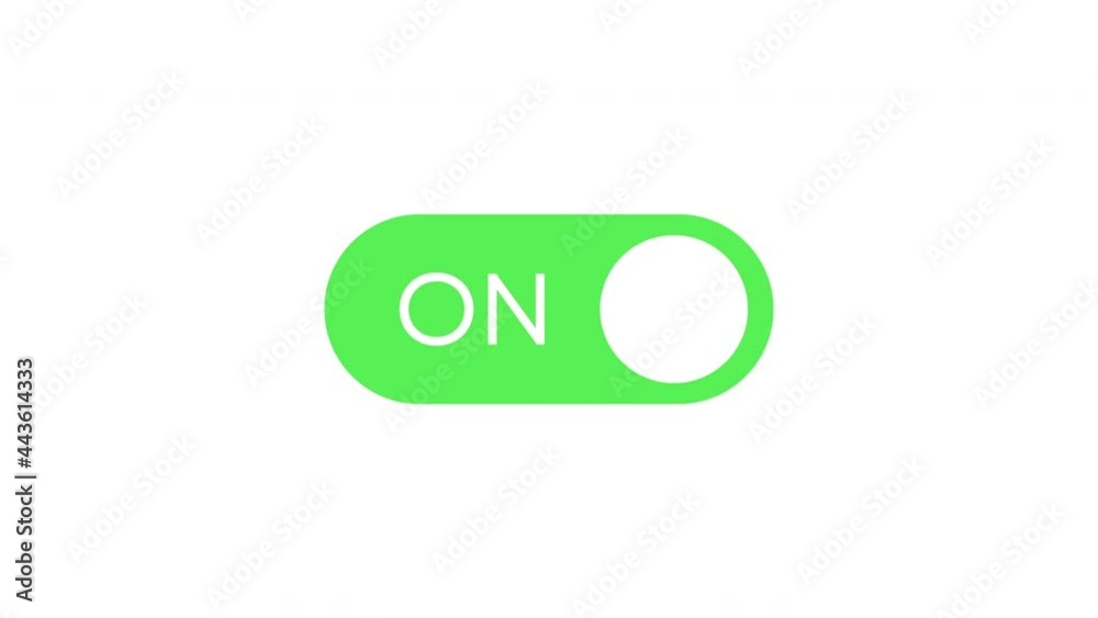 Turn On and Off switch animation on a white background