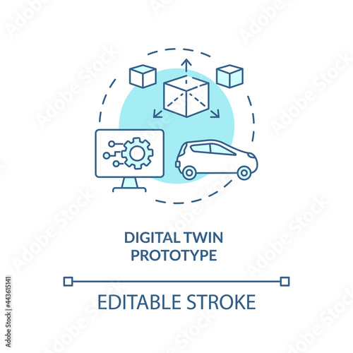Digital twin prototype concept icon. Early example of future technology. Modern smart systems abstract idea thin line illustration. Vector isolated outline color drawing. Editable stroke