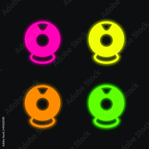Big WebCam four color glowing neon vector icon