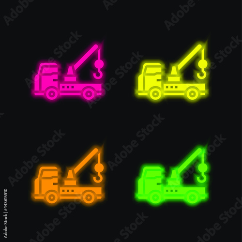 Breakdown four color glowing neon vector icon