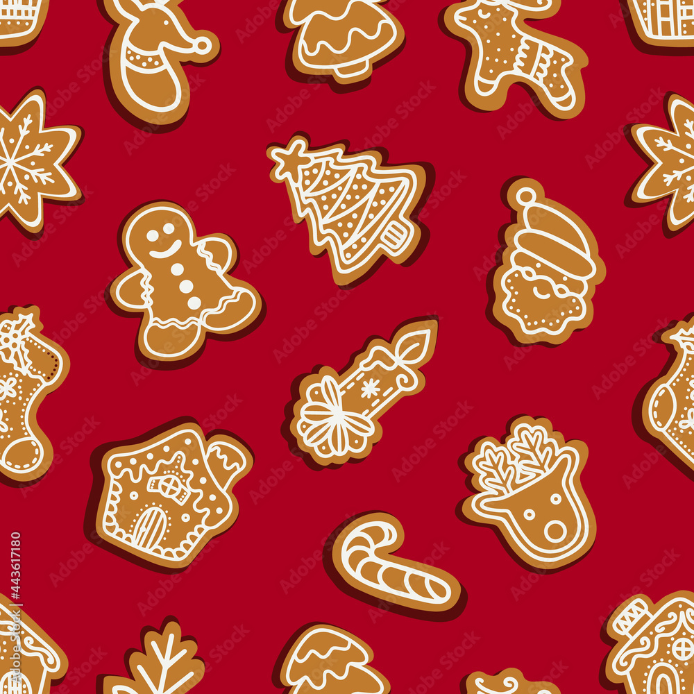 Christmas gingerbread cookies amidst snowflakes Christmas gingerbread cookies amidst snowflakes