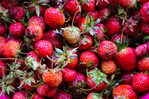 summer background, lots of red strawberries