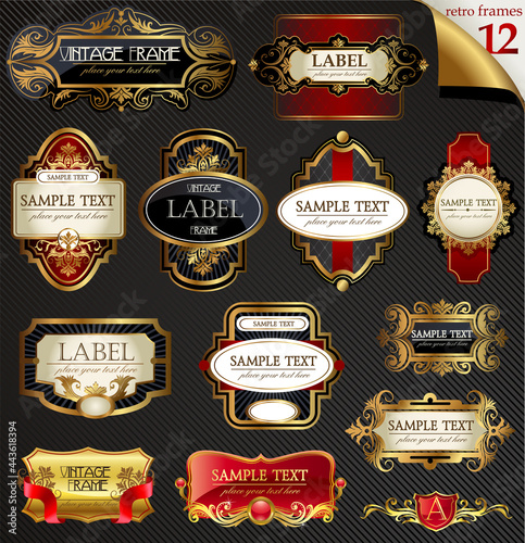 Vector frames and ornamental labels set. Easy to scale and edit. All pieces are separated.