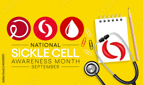 Sickle Cell disease awareness month is observed every year in September  it is a group of inherited red blood cell disorders. Millions of people do not know they have sickle cell trait. vector art