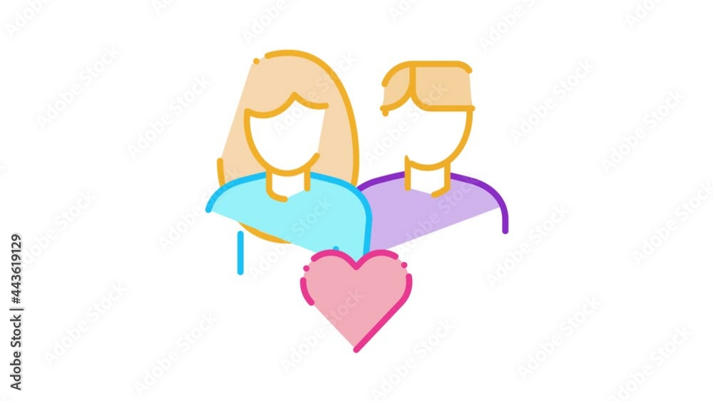 Loving Family Icon Animation. color Loving Family animated icon on white background Loving Family Icon Animation. color Loving Family animated icon on white background