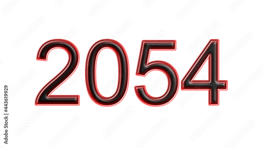 red 2054 number 3d effect white background red 2054 number 3d effect white background